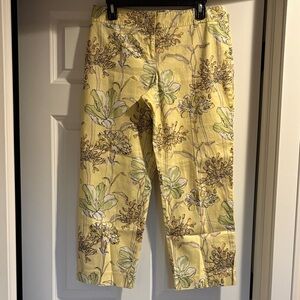 LOFT Yellow Floral Ankle Pants